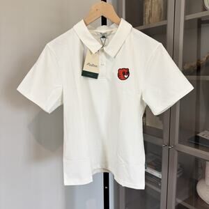Malbon Youth Cub Buckets White Short Sleeve Tiger Patch Golf Polo Shirt XL NEW